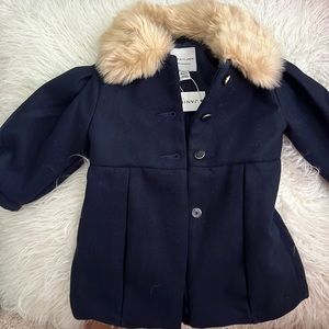 JANIE & JACK FAUX FUR COLLAR COAT